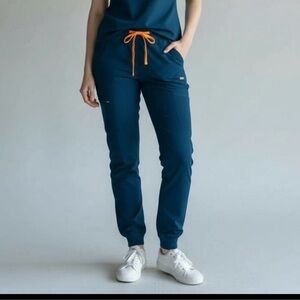 FIGS Zamora High Waist Jogger Scrub Pants Women's LP Deep Reef Limited Edition